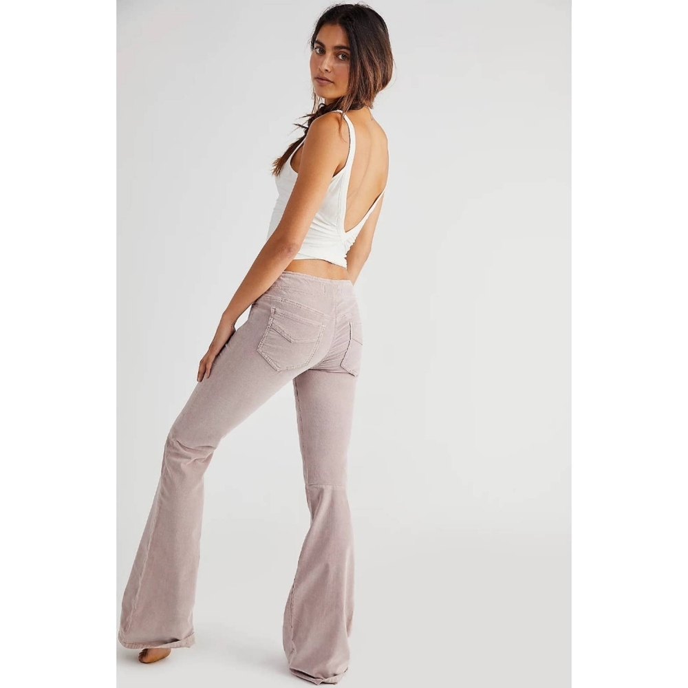 Free People Pink Pull On Corduroy Kick Flare Pants 78 Size 25 Sugar Maple